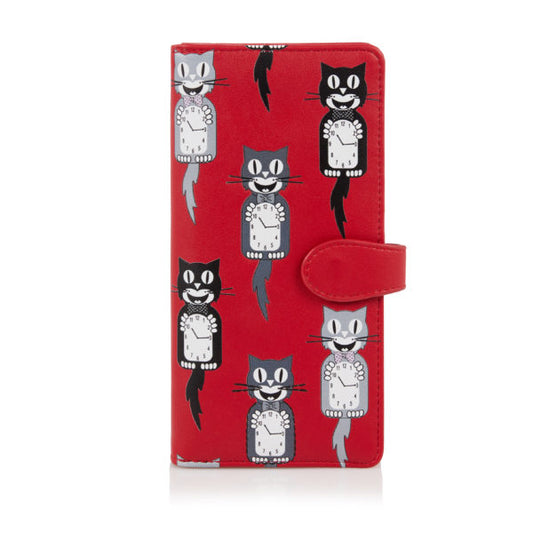 Cats Clocks - Red Large Wallet