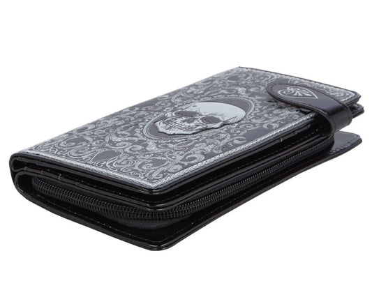 Skull Card - Black Large Wallet