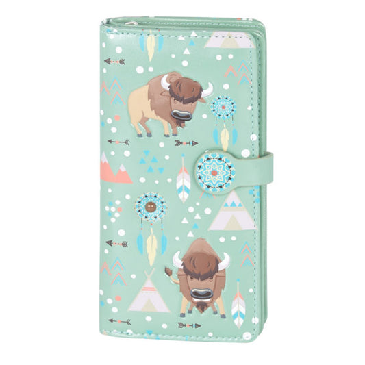 Buffalo Pattern – Lt. Teal Large Wallet