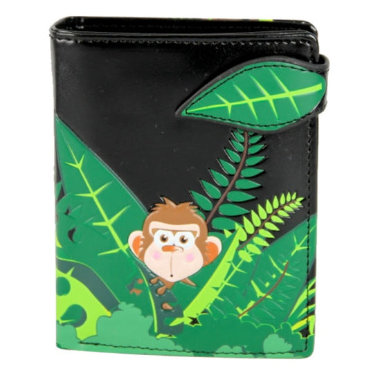 Shagwear Women Small Wallet Black - Swinging Monkey Design