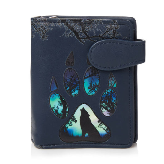 Shagwear Women Small Wallet Dark Blue - Wolf Paw Design