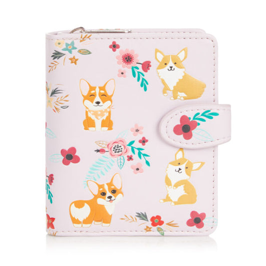 Corgi Pattern - Pink Small Wallet