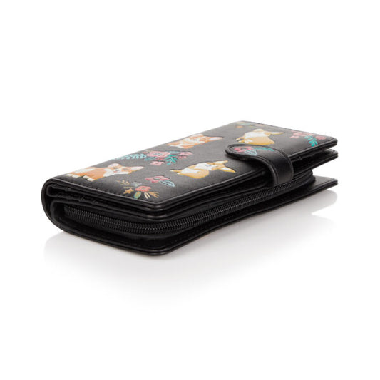 Corgi Pattern - Black Large Wallet