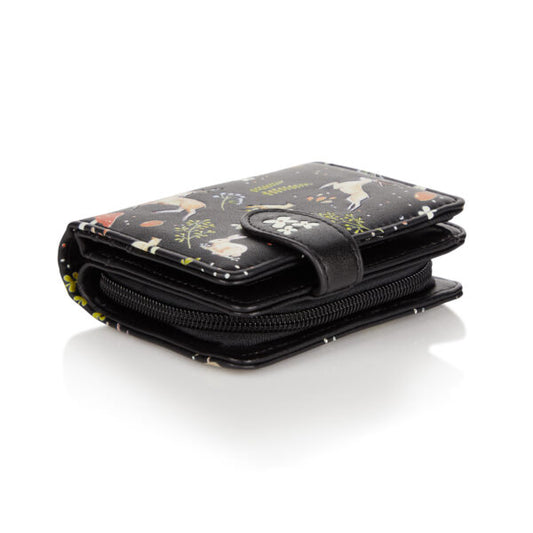 Rabbits & Deer - Black Small Wallet