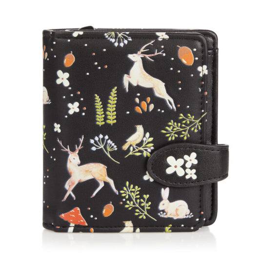 Rabbits & Deer - Black Small Wallet