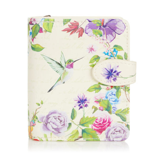 Shagwear Women Small Wallet Beige - Vintage Hummingbird Design