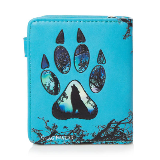 Shagwear Women Small Wallet Teal - Wolf Paw Design