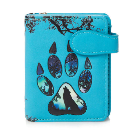 Shagwear Women Small Wallet Teal - Wolf Paw Design