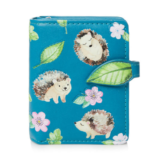 Hedgehog Family - Teal Small Wallet