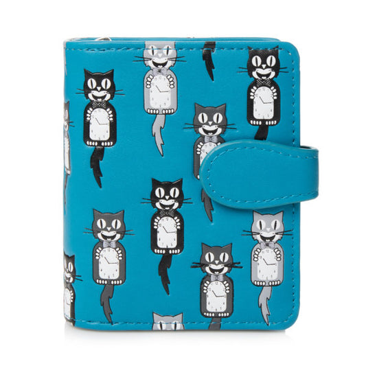 Cat Clocks - Teal Small Wallet