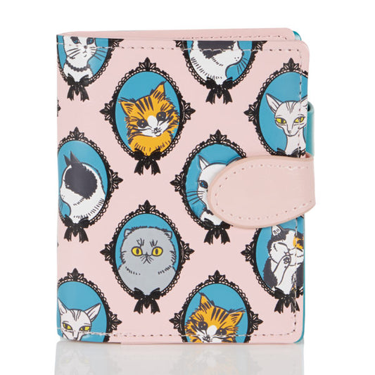 Cat Cameo - Pink Small Wallet