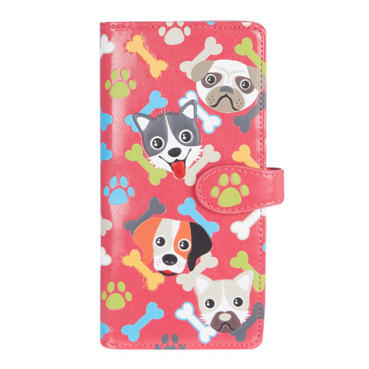 Puppy Pattern - Red Large Wallet