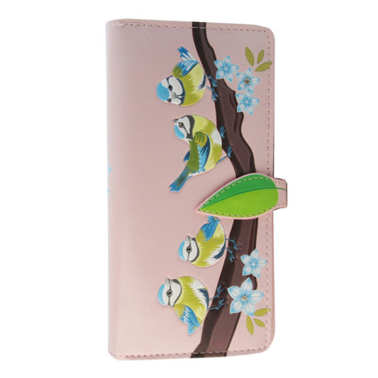 Blue Birds – Pink Large Wallet