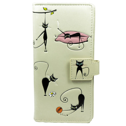 Crazy Cats – Beige Large Wallet