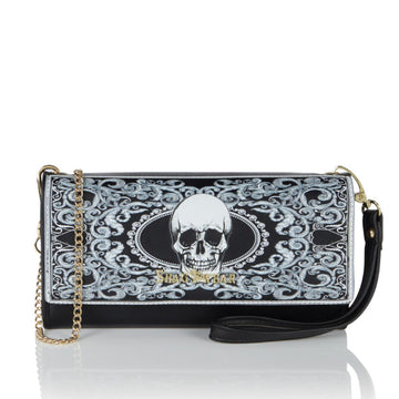 Skull Card - Black Clutch Bag