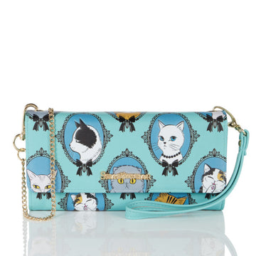 Cat cameo - Mint Clutch Bag