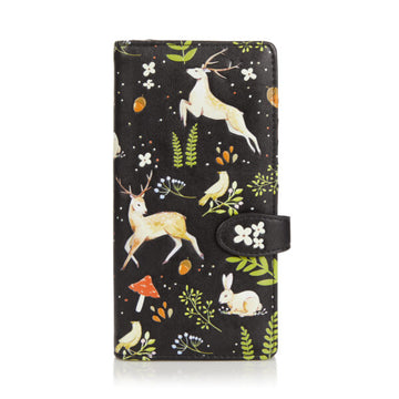 Rabbits & deer - black Large Wallet