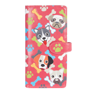 Puppy Pattern - Red Large Wallet