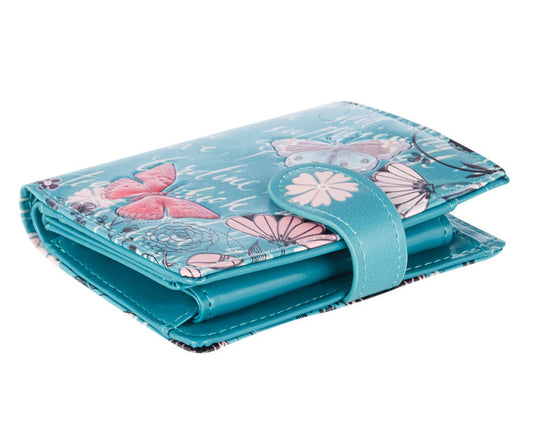 Shagwear Women Small Wallet Teal - Vintage Butterfly Design