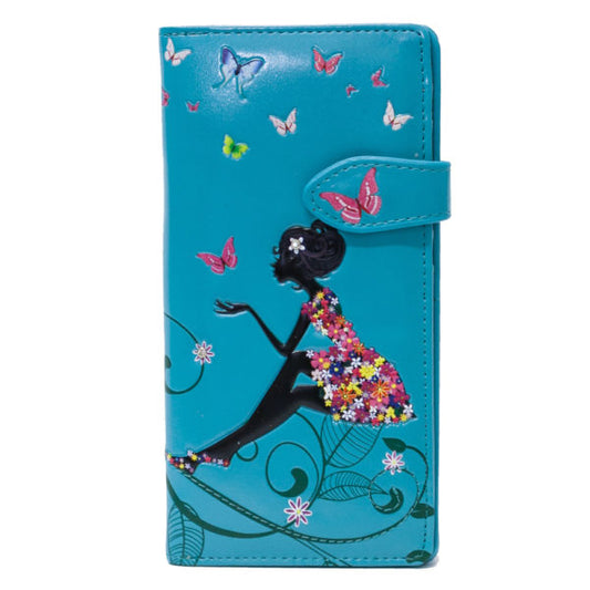 Butter Fly Oasis – Teal Large Wallet